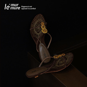 羊反绒刺绣猫跟凉鞋 浮雕烟花 巴洛克式 Murmure 加勒比日落·