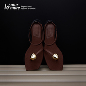 金属环扣凉鞋 Murmure 西西里熔岩咖_时髦极简主义细条带