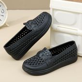 女鞋 凉鞋 洞洞鞋 春夏季 黑色工作鞋 妈妈跳舞软底单鞋 网眼防滑孕妇鞋