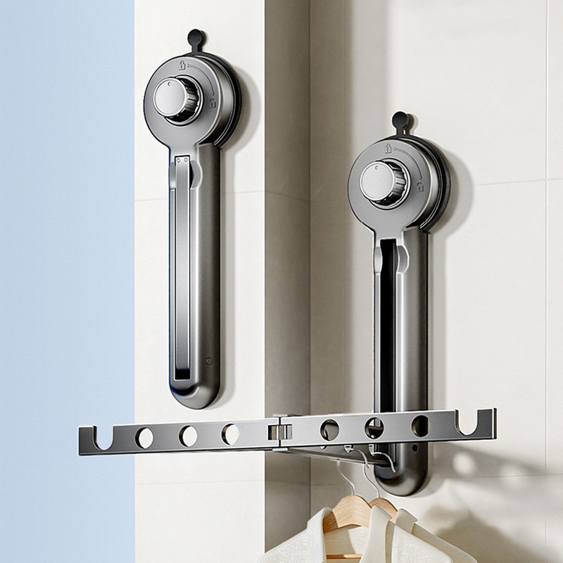 吸盘折叠晾衣架阳台免打孔