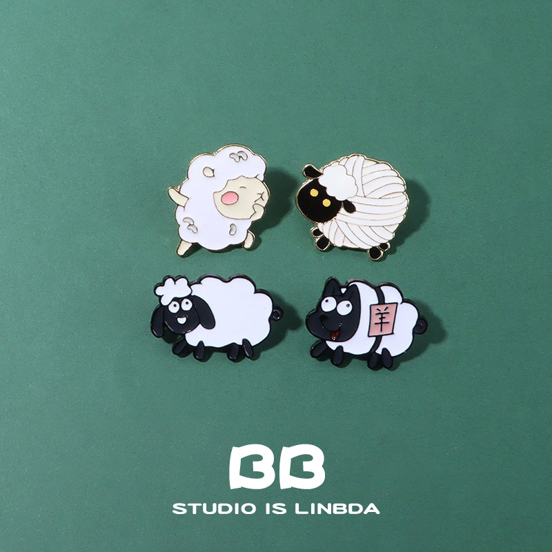 小白羊胸针羊了个羊金属徽章可爱个性创意卡通衣服书包装饰品别针