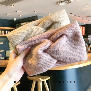 复古秋冬毛线发带编织针织头巾发箍女甜美百搭宽边森系韩式风头饰