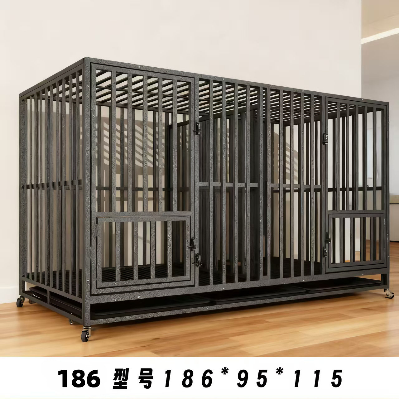 狗笼子双门带厕所中大型犬全方管带隔断子母笼特大号加固加粗家用