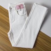 小个子九分烟管裤 原创白色直筒牛仔裤 高腰窄版 新款 女2026春季