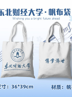 东北财经大学帆布袋 39cmX36cm 周边帆布书包大容量礼品袋单肩包