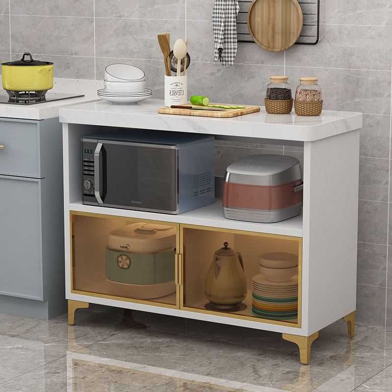 大理石餐边柜现代简约茶水柜厨房收纳储物碗柜子微波炉烤箱置物架