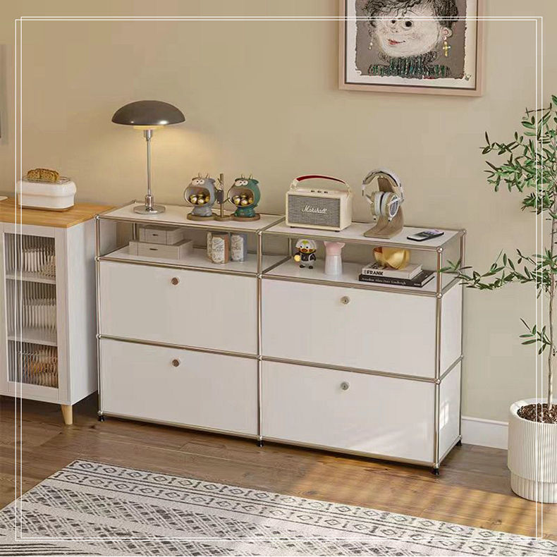 简约现代中古不锈钢电视柜储物模块客厅ins极简斗柜组合餐边柜