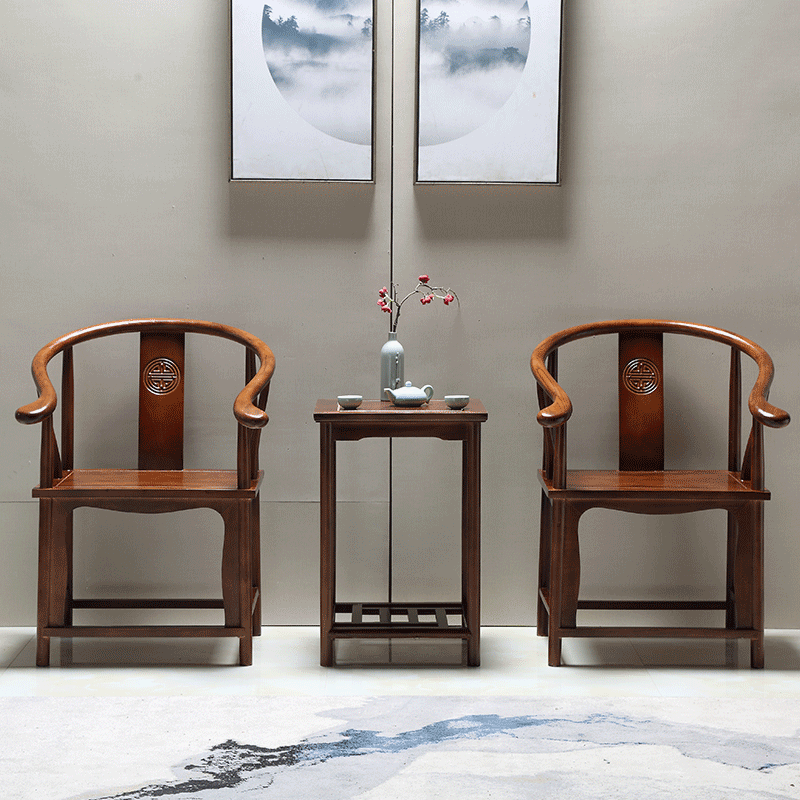 实木围椅三件套中式靠背圈椅阳台茶桌仿古休闲茶椅包邮特价清仓