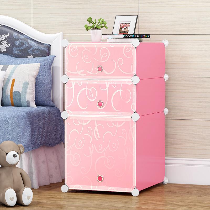 简易床头柜树脂收纳柜卧室储物柜整理柜多层