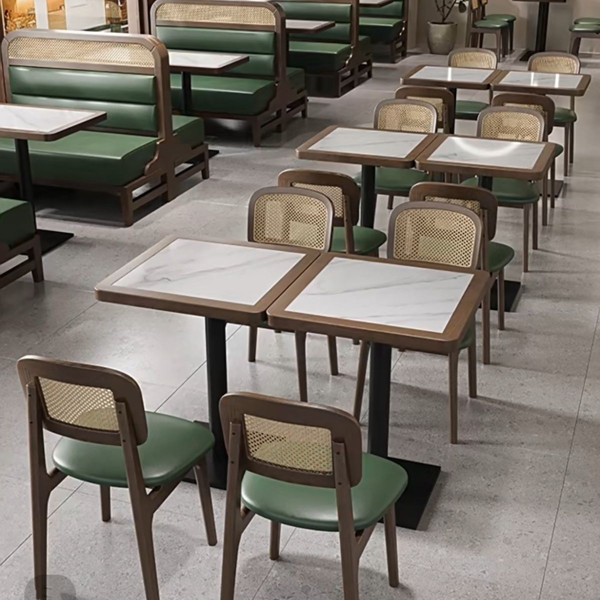 定制主题餐厅实木编藤卡座沙发西餐厅茶楼东南亚餐厅商用桌椅组合