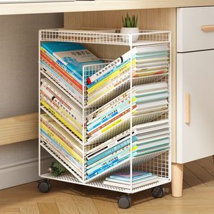 可移动书架学校课桌书桌旁小书架高中生书本收纳箱办公室桌下书柜