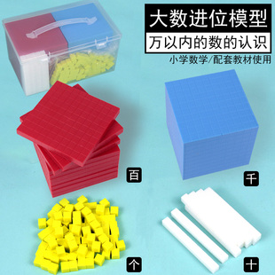 四阶十进制万以内数的认识大数进位模型三阶二阶个十百千万位的学习和计算小学数学一二年级教具学具计数积木