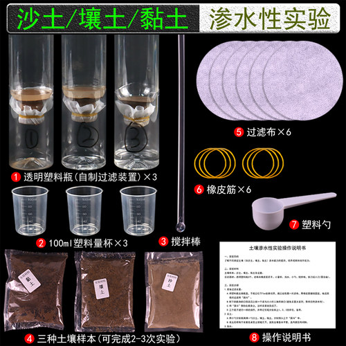 比较土壤渗水性实验器材套装材料