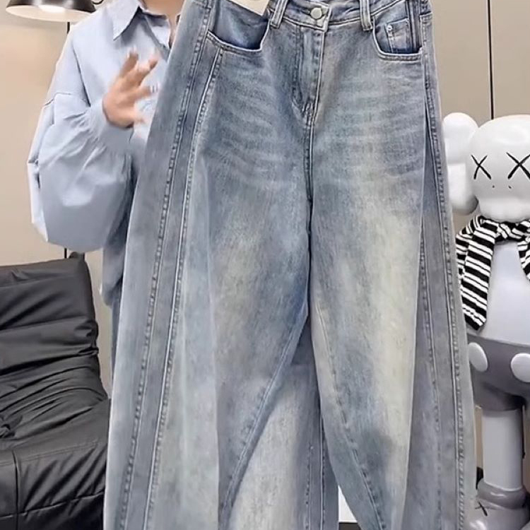 梨形身材哈伦牛仔裤女大码显瘦