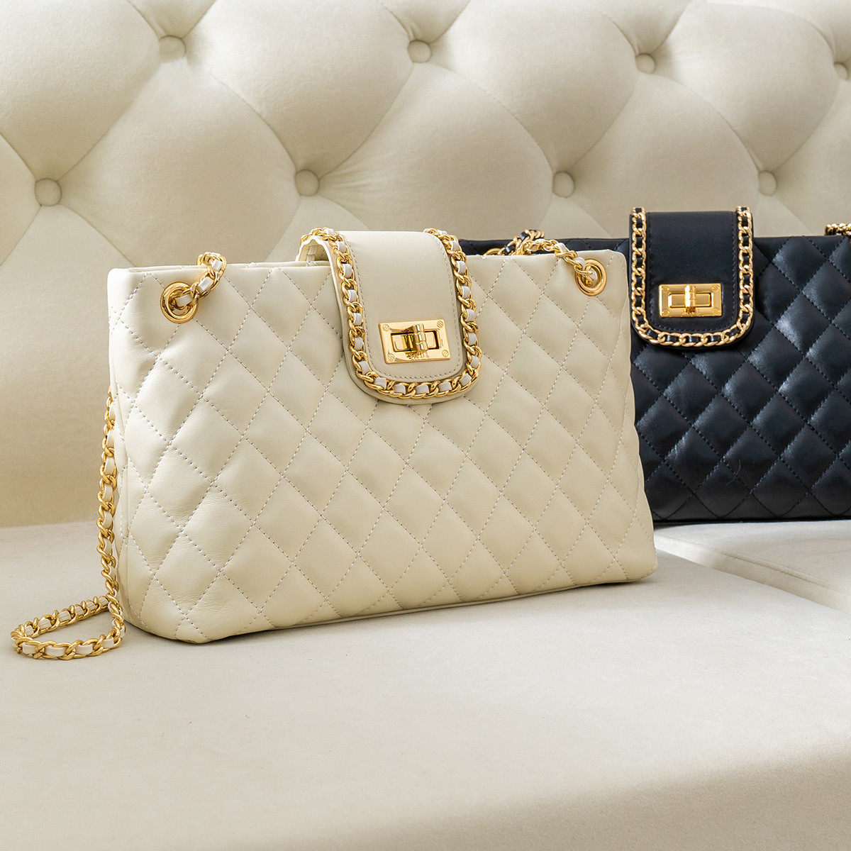 sadi萨迪经典单肩包大容量女包百搭菱格链条包头层牛皮