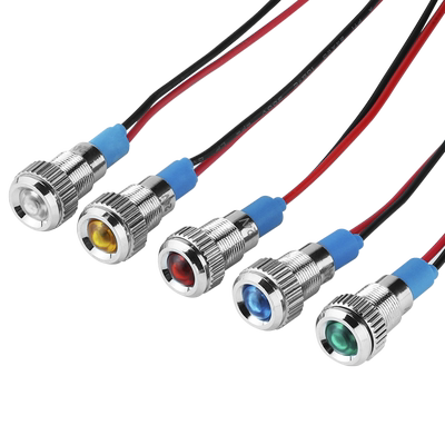 8mm金属LED高亮发光防水信号灯带15cm高温线指示灯9v12V24V