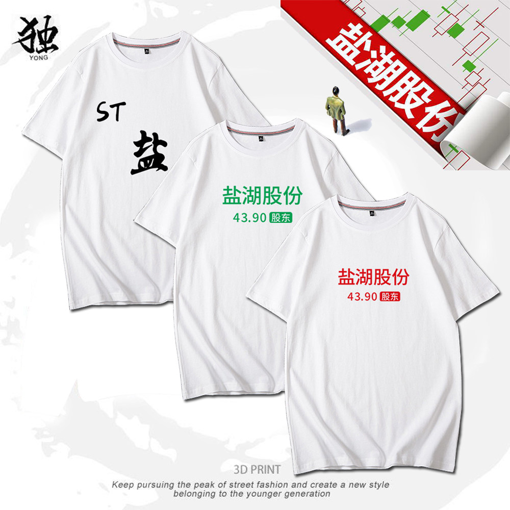 st盐湖股份43.90股东t恤短袖宽松diy文化衫定制潮流打底衫港风ins