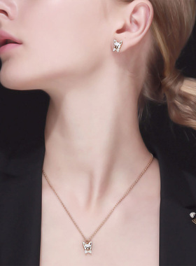 Cottiny卡兔妮韩版精饰品可爱小萌宠法斗动物耳钉学生礼AEL1030FF