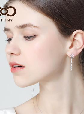 COTTINY卡兔妮韩国明星同款灵动纯银防过敏蝴蝶钻闪耳环SEB0008