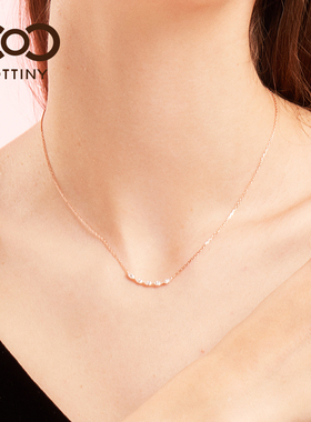 Cottiny卡兔妮韩国纯银镀金镶钻女友潮网红锁骨项链生日微笑礼物