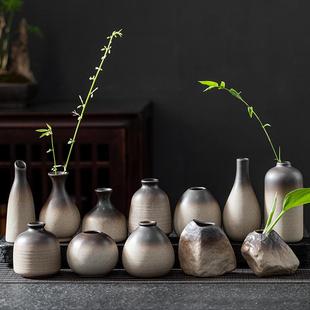 陶粗陶花瓶复古手工日简约花插陶瓷花器茶具摆件水培陶艺小花瓶