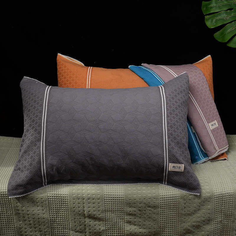 枕巾纯棉家用全棉枕头巾一对装固定防滑不脱落魔术枕套卡扣式