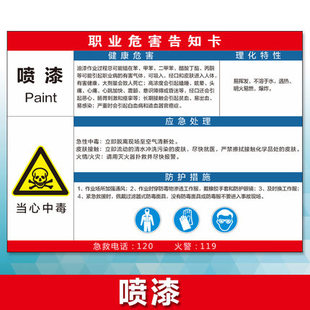 电焊/喷漆职业病危害告知卡风险点告知牌警示标志危化品安全周知卡全套打磨提示牌危险品标识贴牌子