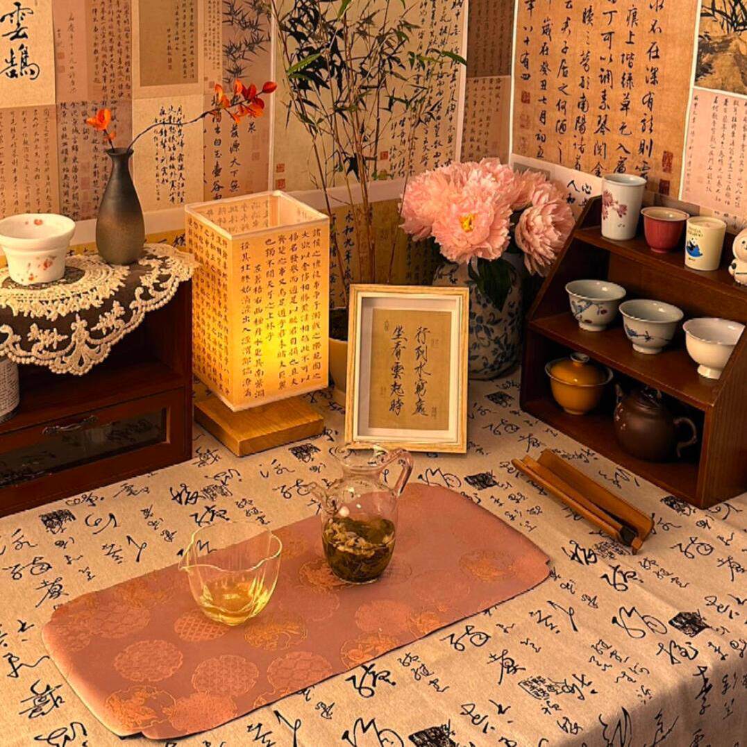 书房文玩拍照桌布禅意茶楼床头灯图片
