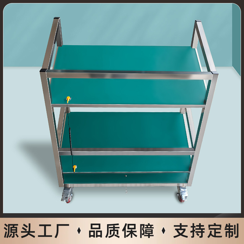 不锈钢防静电手推车周转车 车间周转车工具 精益不锈钢层板推车
