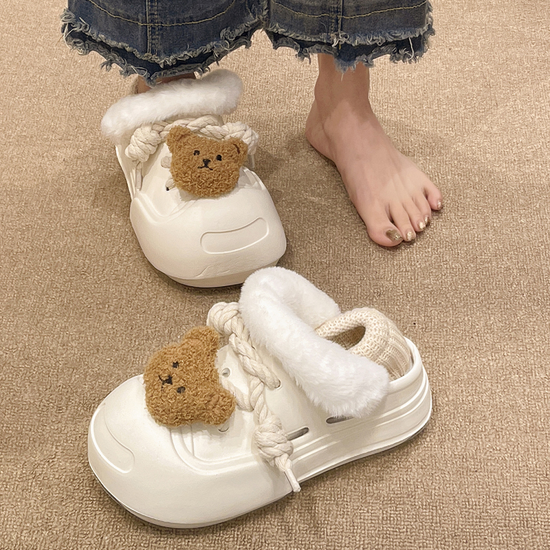 女款冬季外穿加绒厚底保暖棉鞋