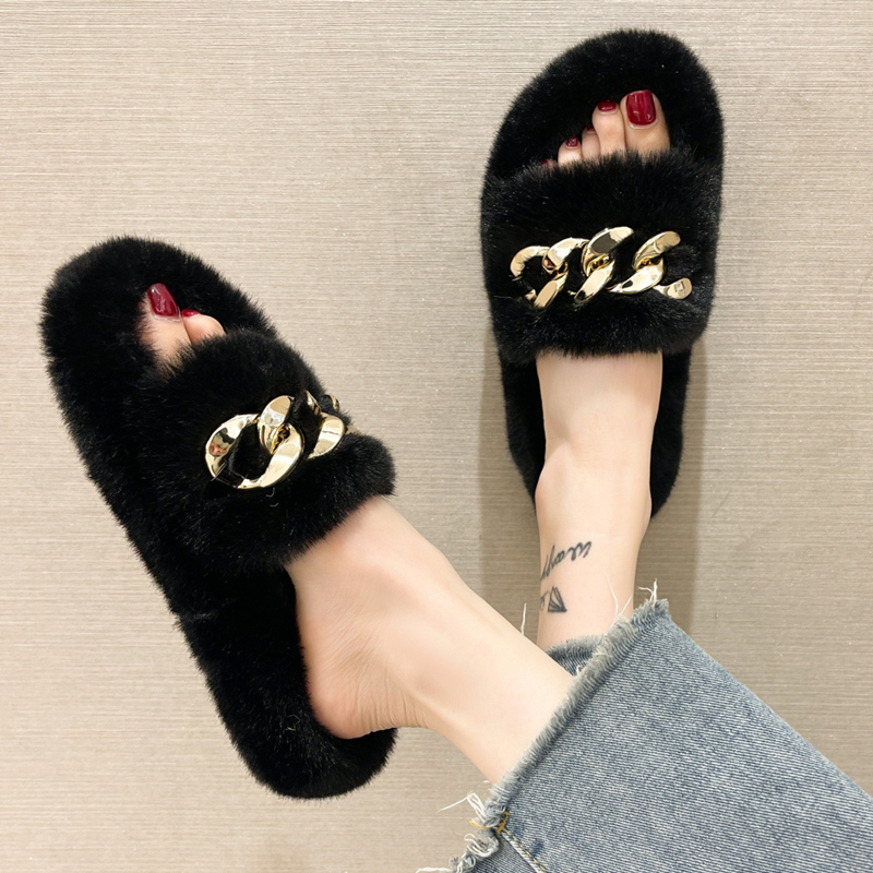 毛毛拖鞋女夏时尚外穿韩版网红潮