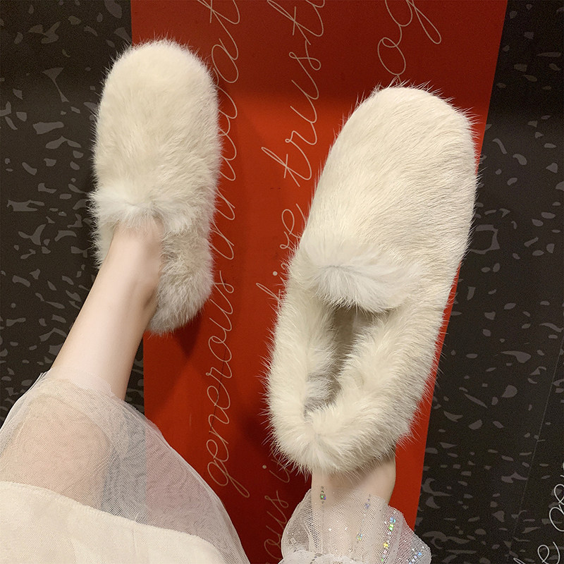 新款百搭网红加绒毛毛豆豆鞋女外穿秋冬季加厚底保暖一脚蹬室内家,女鞋,乐福鞋（豆豆鞋）,淘宝优惠券,粉丝福利购,淘宝优惠卷