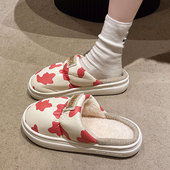 外穿加绒保暖防水防滑室内家居包头可爱奶牛毛毛拖鞋 棉拖鞋 女冬季