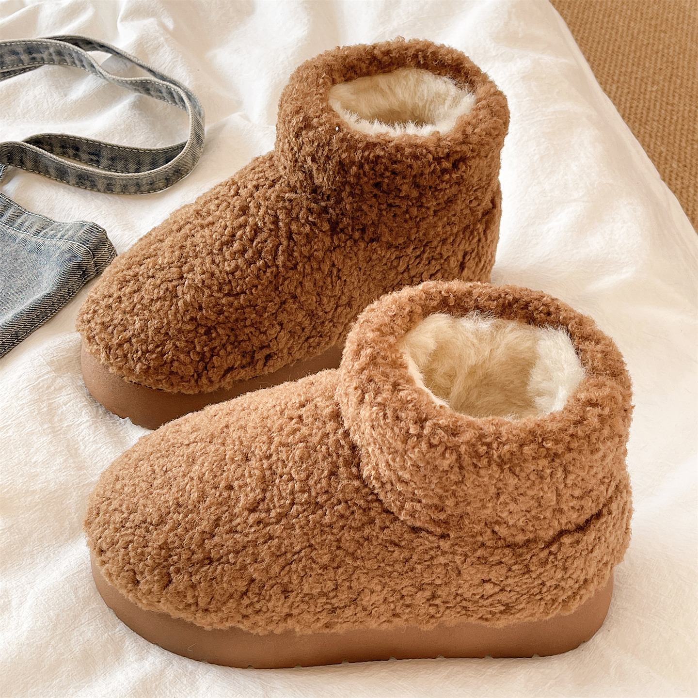 2025新款包跟毛毛棉鞋女冬季厚底防滑室内加绒加厚保暖外穿雪地靴