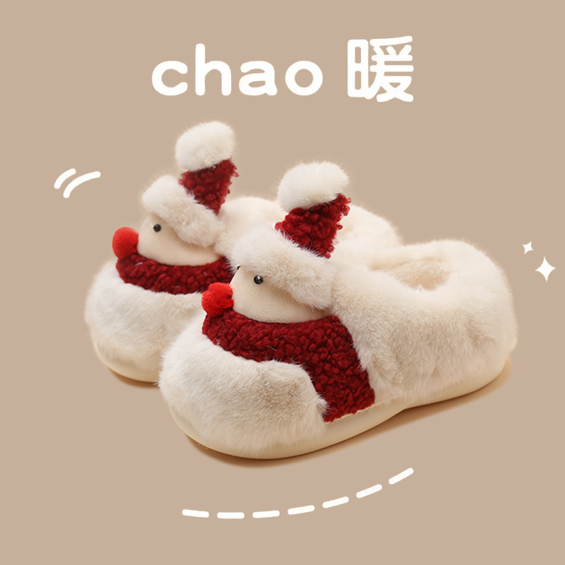 可爱毛绒包跟雪人棉鞋