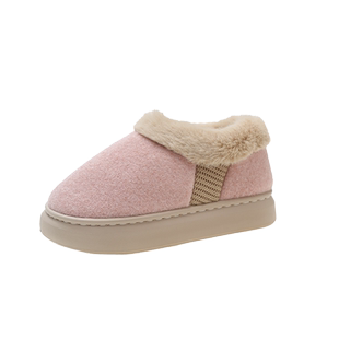 厚底月子棉拖鞋女冬季2025新款室内居家用带后跟加绒保暖防滑棉鞋