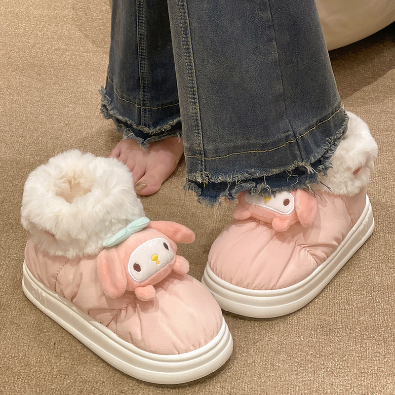 新款外穿厚底加绒拖鞋