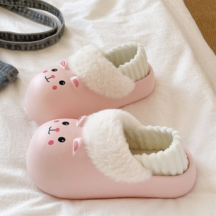 防水棉拖鞋女款冬季居家外穿可爱猫咪加绒保暖防滑可拆卸包跟棉鞋