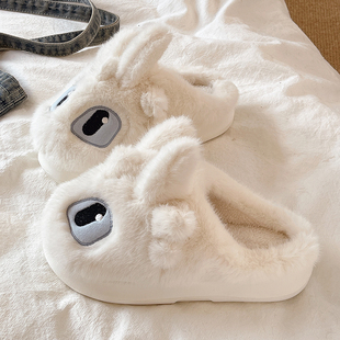 棉拖鞋女款冬季居家室内防滑厚底毛绒保暖可爱无芽仔包头拖鞋外穿