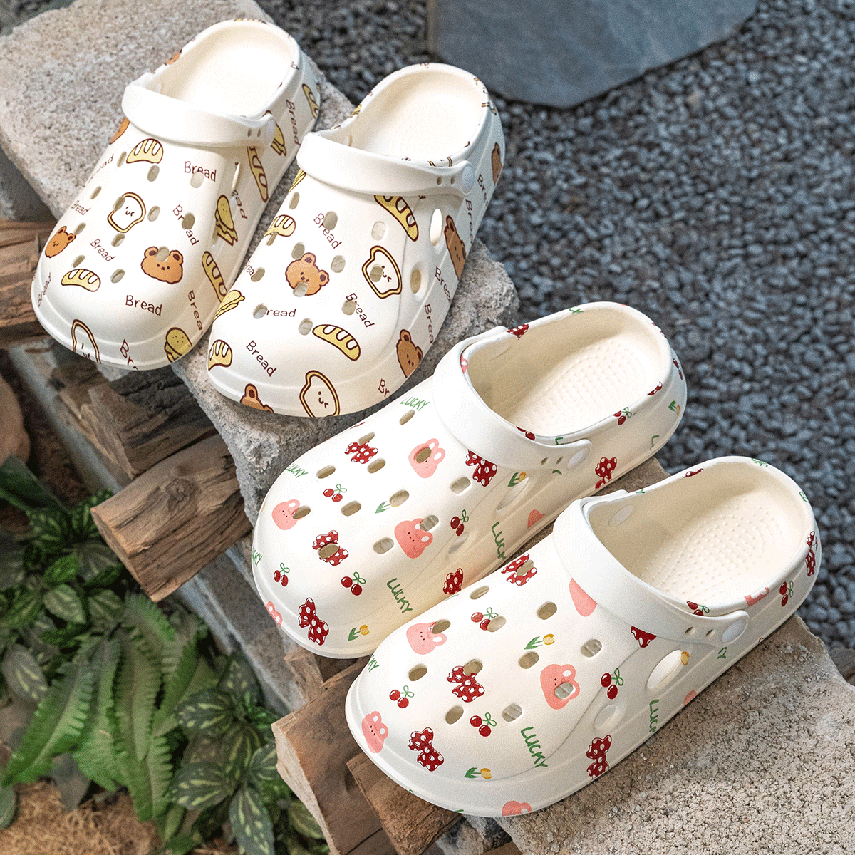 外穿情侣厚底孕妇防滑可爱洞洞鞋女夏季2025新款室内包头凉拖鞋男