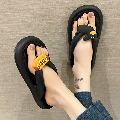 防滑厚底可爱腊肠狗人字拖