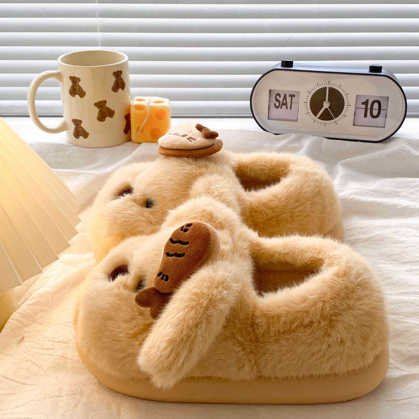 加绒保暖可爱长耳狗猫鱼棉拖鞋