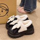 包跟棉拖鞋女士冬季室内外穿时尚蝴蝶结厚底高跟防水加绒保暖棉鞋