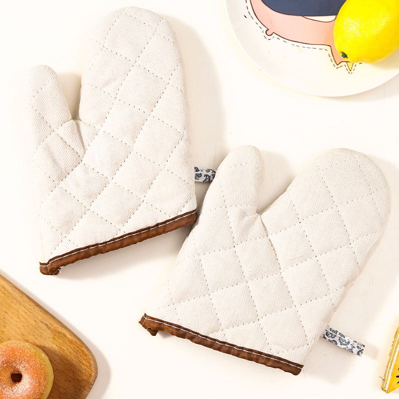 耐高温蒸烤箱用防烫手套加长加厚棉麻防滑微波炉隔热手套厨房家用
