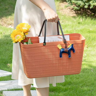 菜篮子手提篮买菜篮子野餐篮水果篮送礼大容量塑料购物篮收纳筐