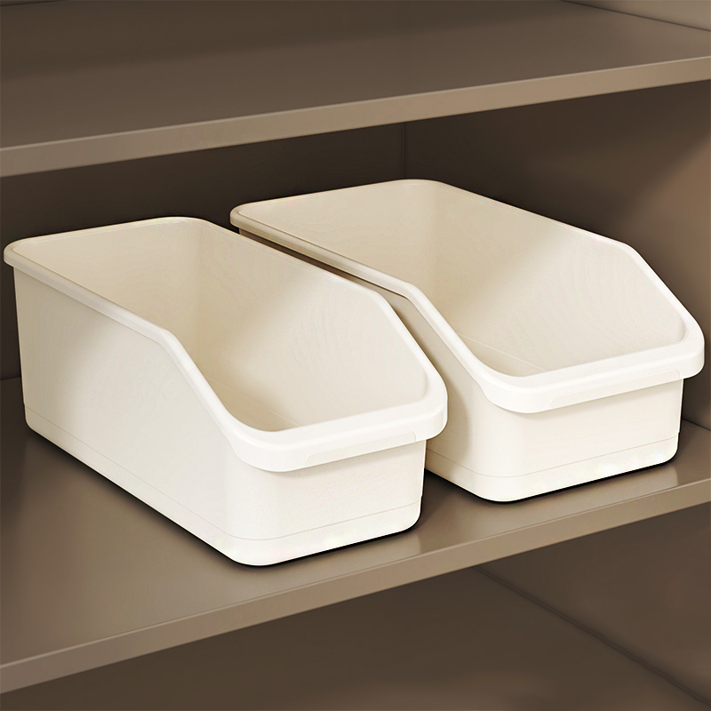 日式橱柜收纳盒斜口透明收纳盒长方形厨房柜子收纳整理零食杂物筐