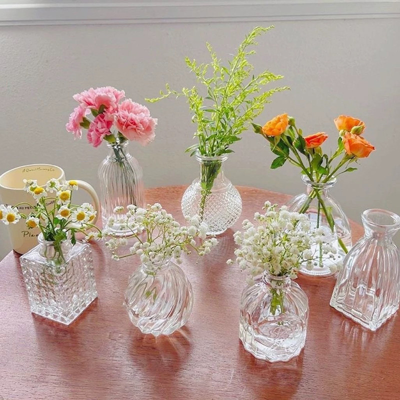 ins简约风迷你玻璃花瓶小清新干花插花器家居餐桌客厅装饰摆件