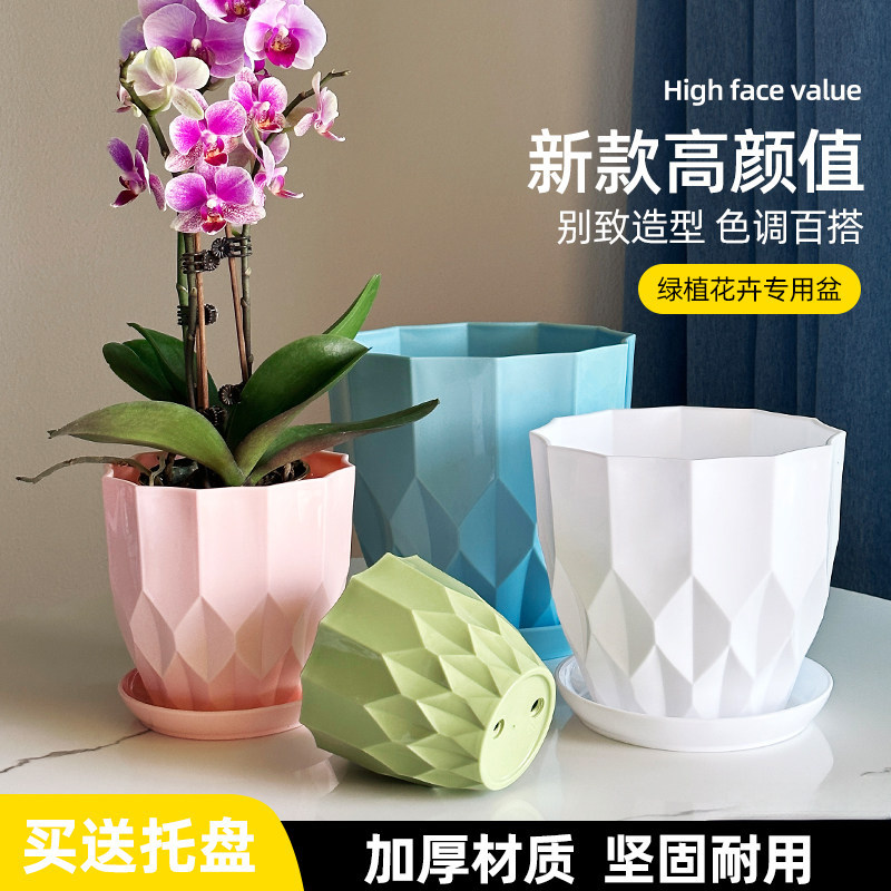 塑料花盆家用轻奢高级感树脂绿箩蝴蝶兰多肉精致小花盆厂家直销