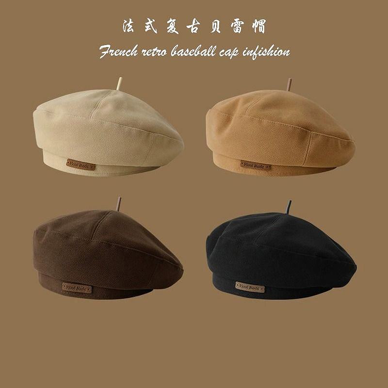 秋冬毛呢贝雷帽时尚英伦风画家帽子复古百搭显脸小蓓蕾帽男女法式