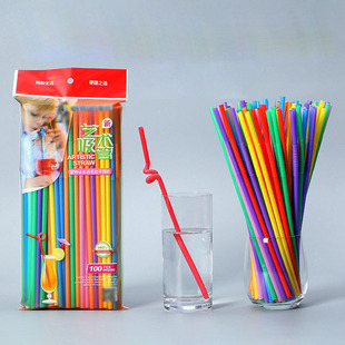 德国食品级彩色艺术吸管一次性长弯曲耐高温饮料奶茶塑料商用儿童